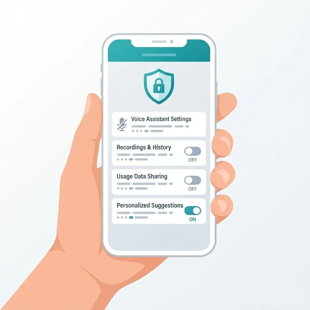 Smartphone showing voice assistant privacy toggle settings