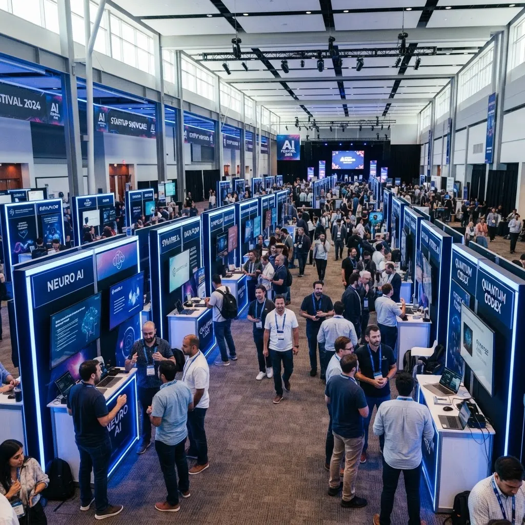 AI startup exhibition hall at the festival