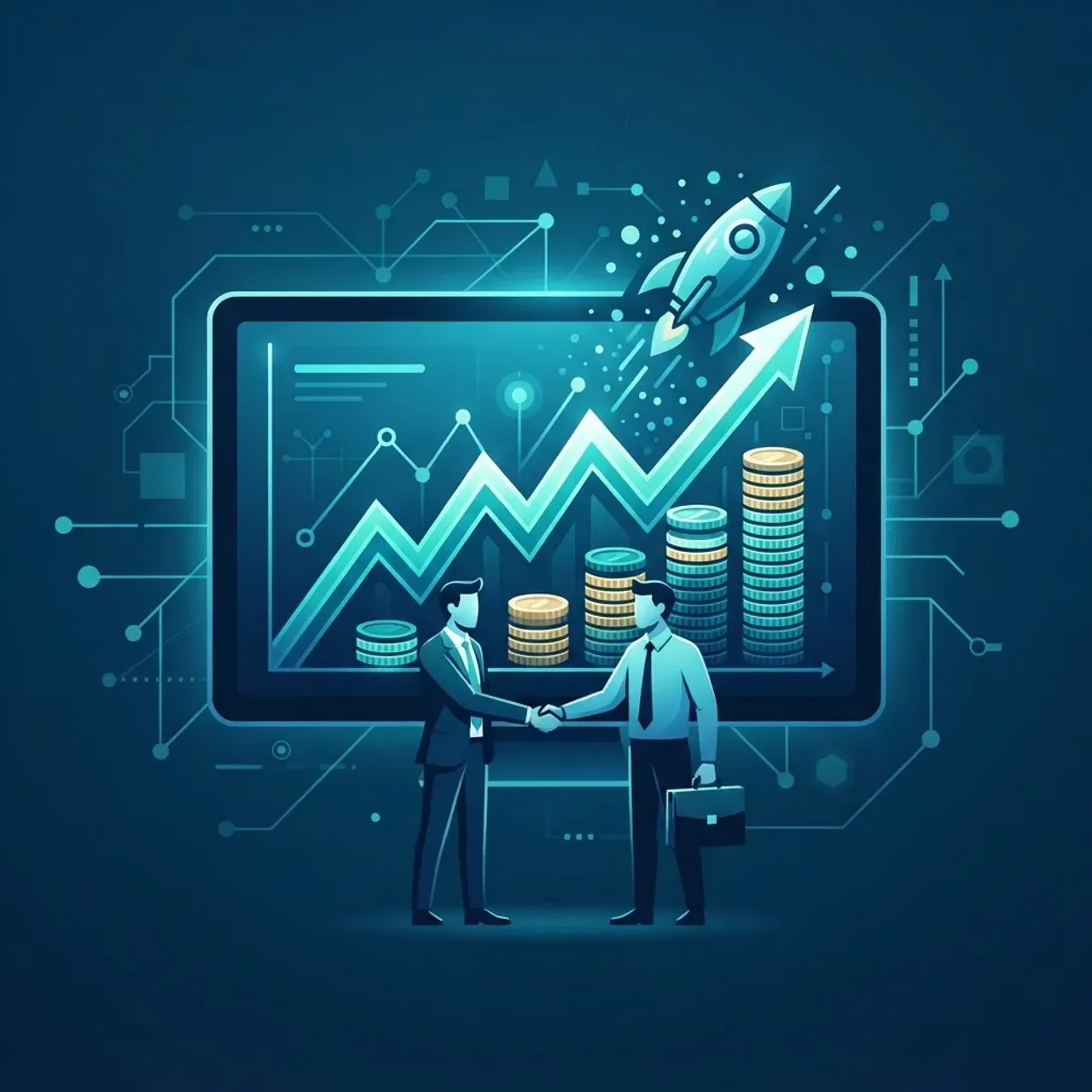 AI startup funding and growth chart with rising graph