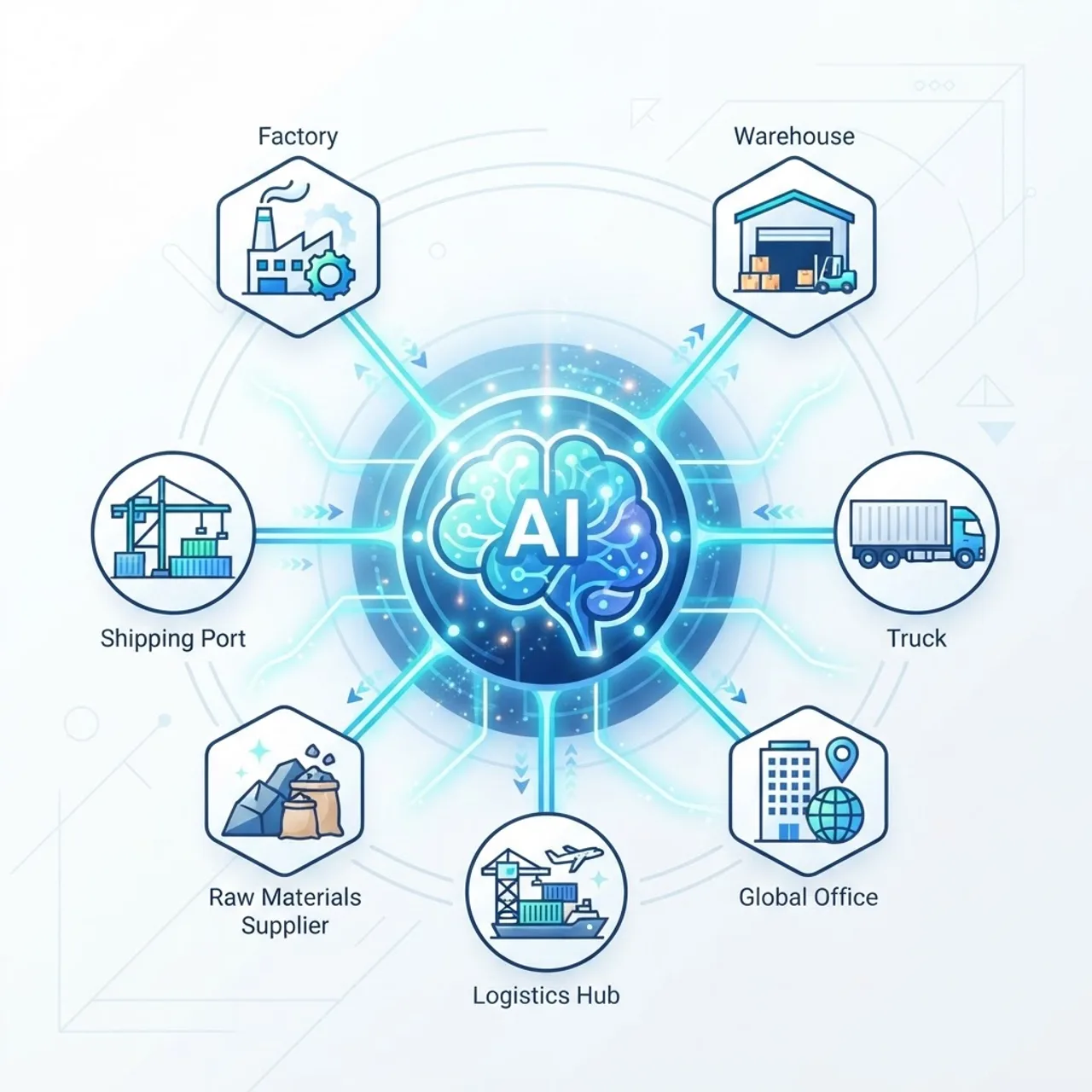 AI supplier network collaboration overview diagram