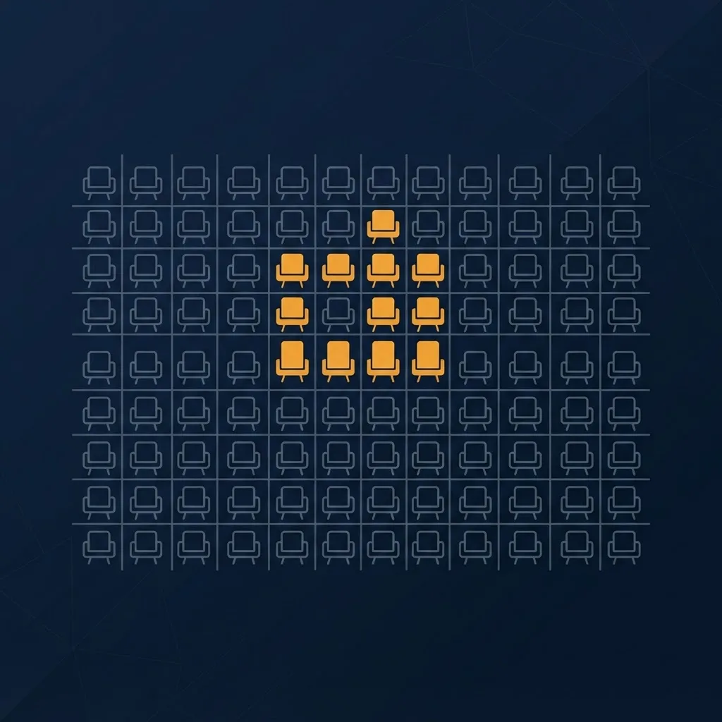 Grid of mostly empty seats representing the AI skills and talent gap