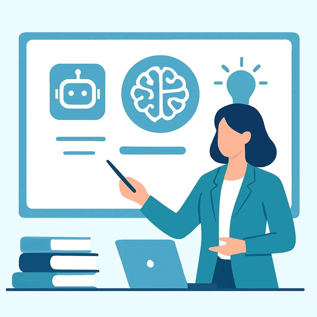 Teacher training for AI tools illustration