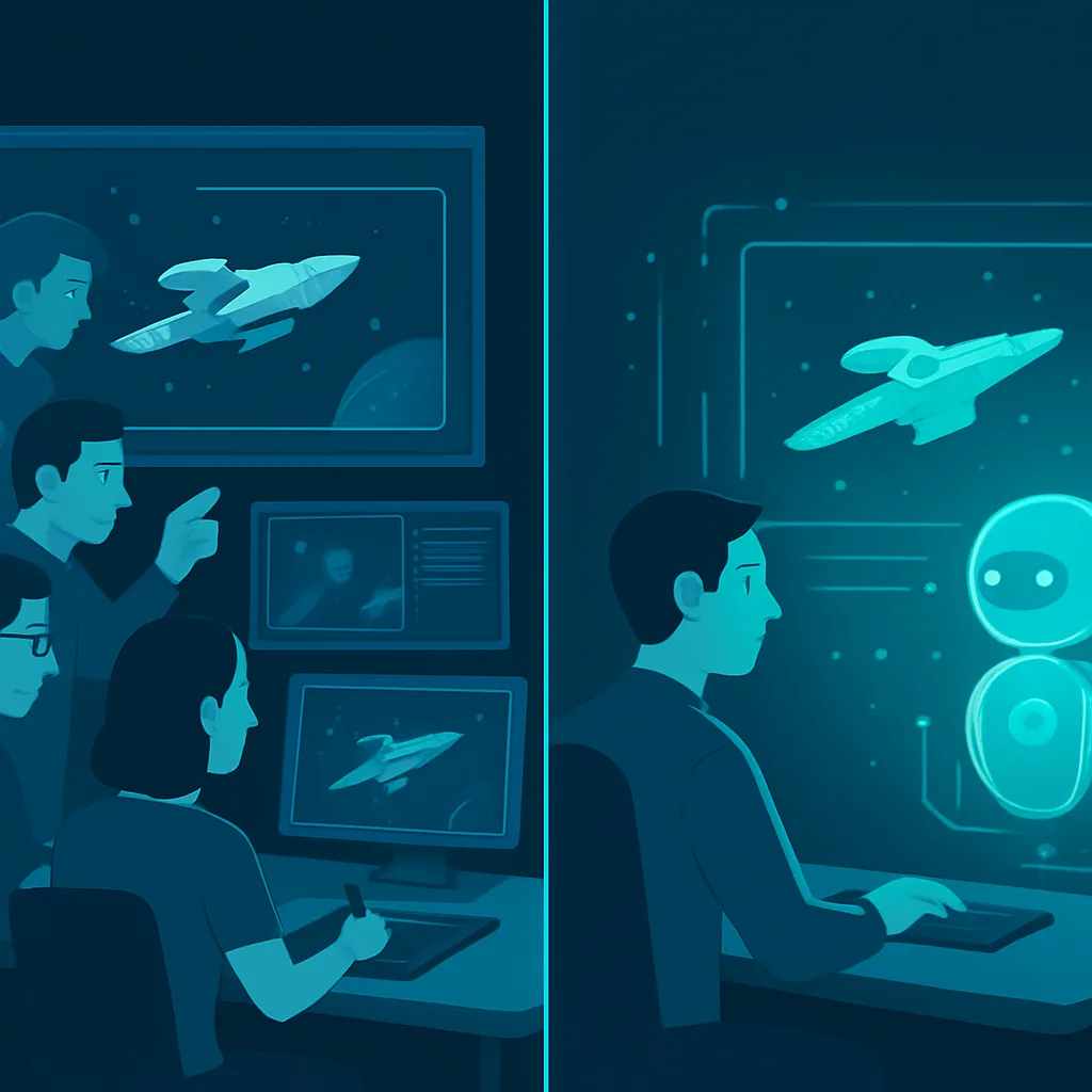 Comparison of AI VFX workflow versus traditional VFX workflow