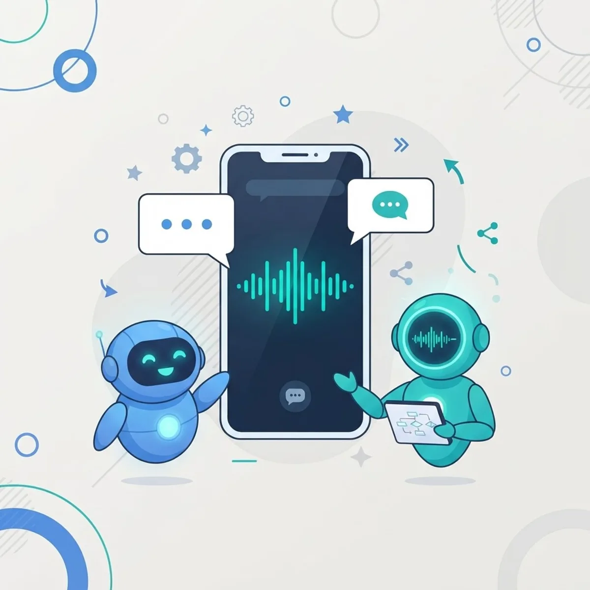 AI virtual assistants and chatbots on a smartphone