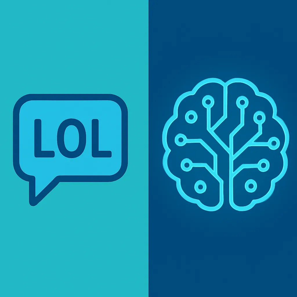 Comparison of a chat bubble versus a neural network brain