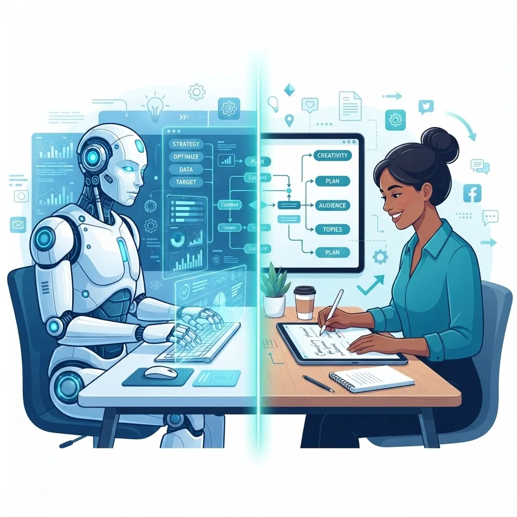 AI and human content strategist working side by side