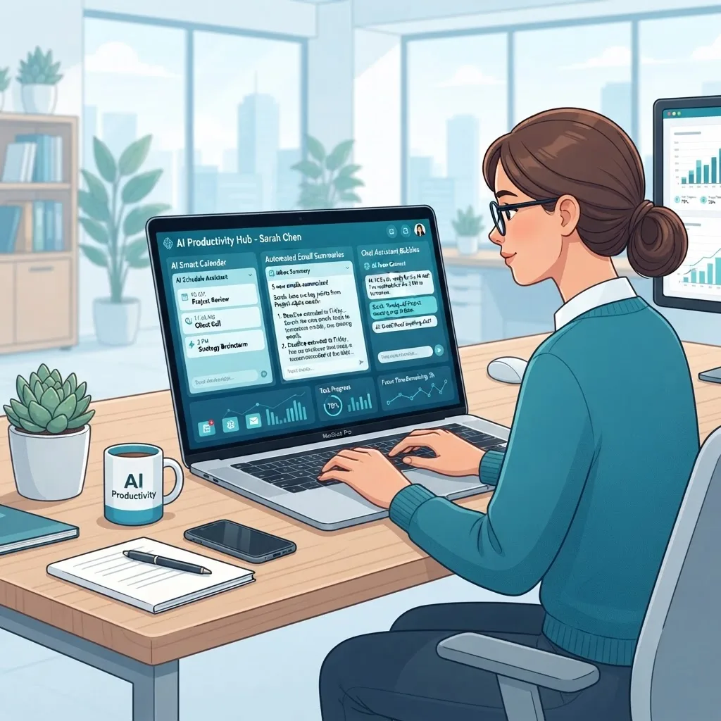 AI workplace productivity tools on a laptop