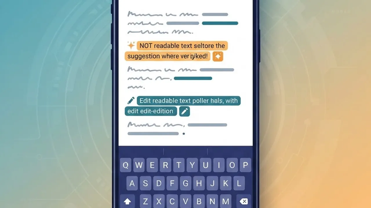 AI writing assistant suggesting edits on a mobile document