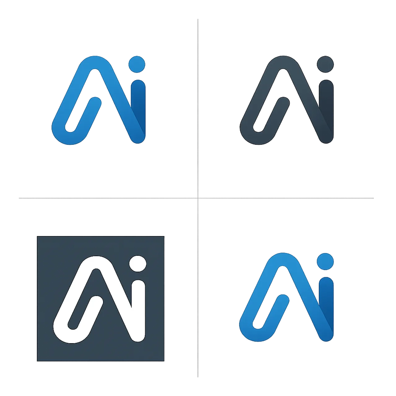 AI2 logo variations in color, mono and reversed