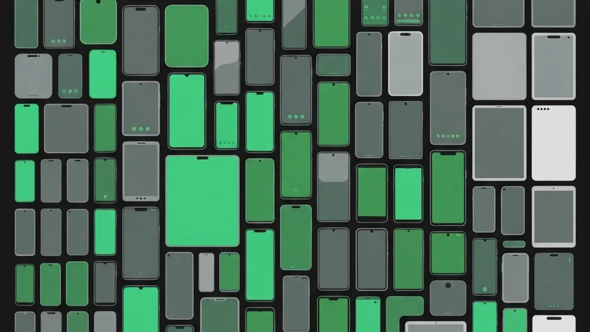 Grid of many different Android screen sizes and shapes