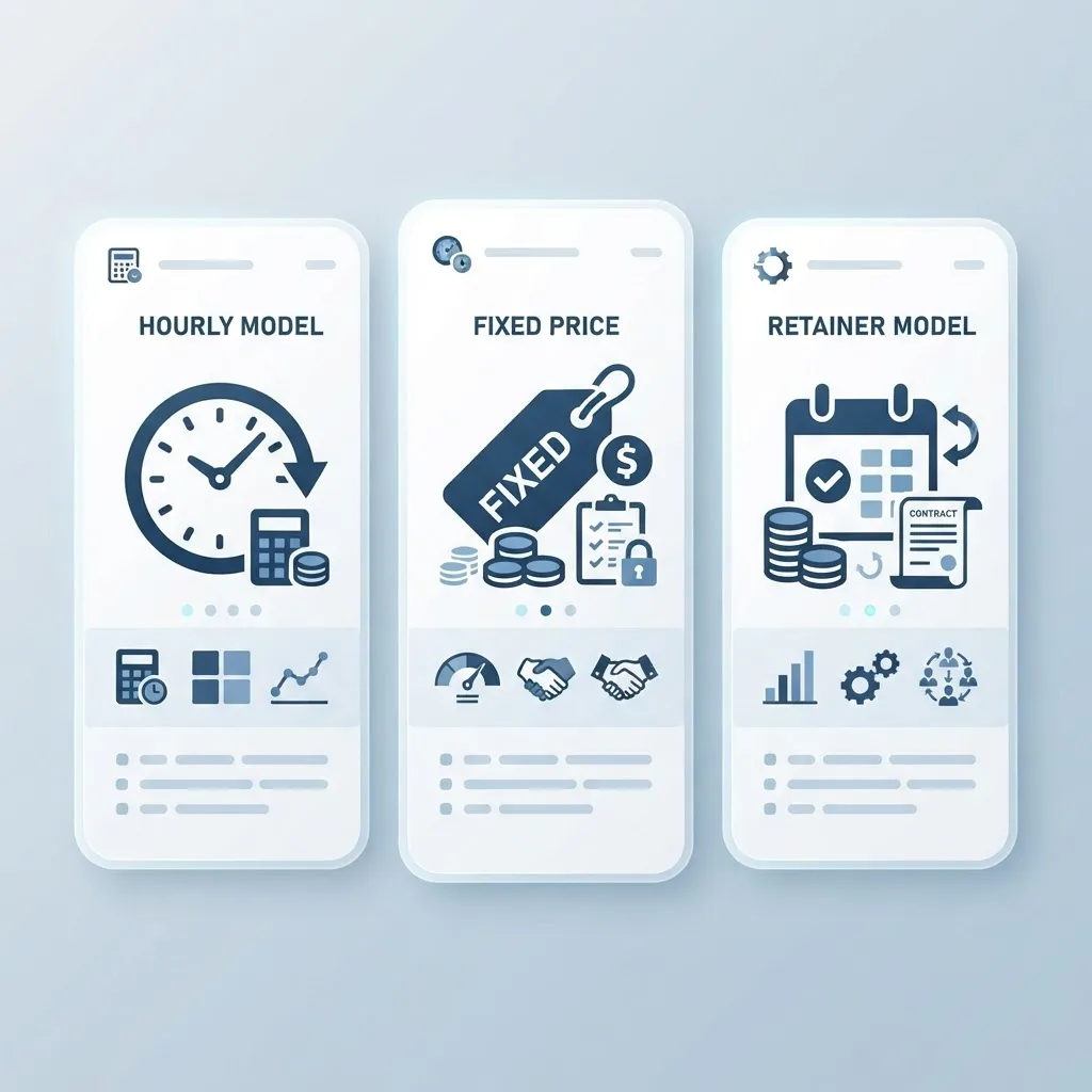 Comparison of hourly, fixed price, and retainer pricing models
