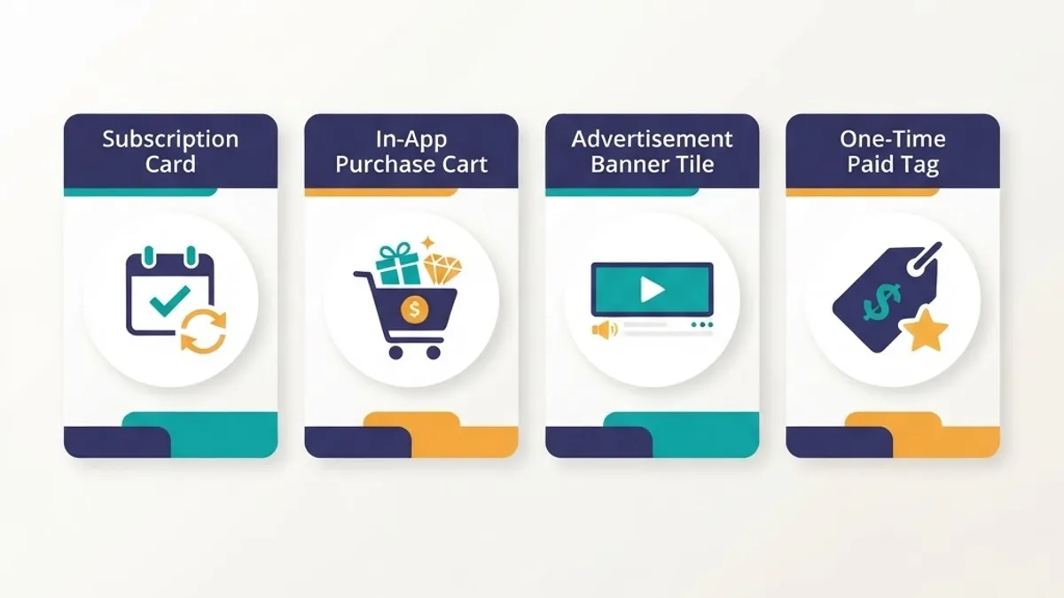 Comparison of app monetization models including subscriptions and in-app purchases