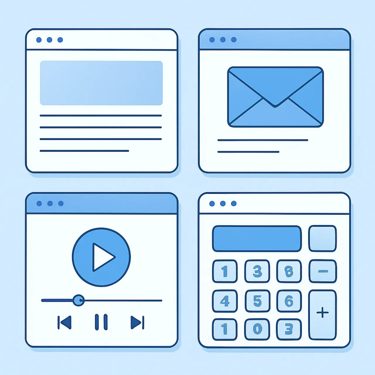 Examples of everyday application software on a desktop