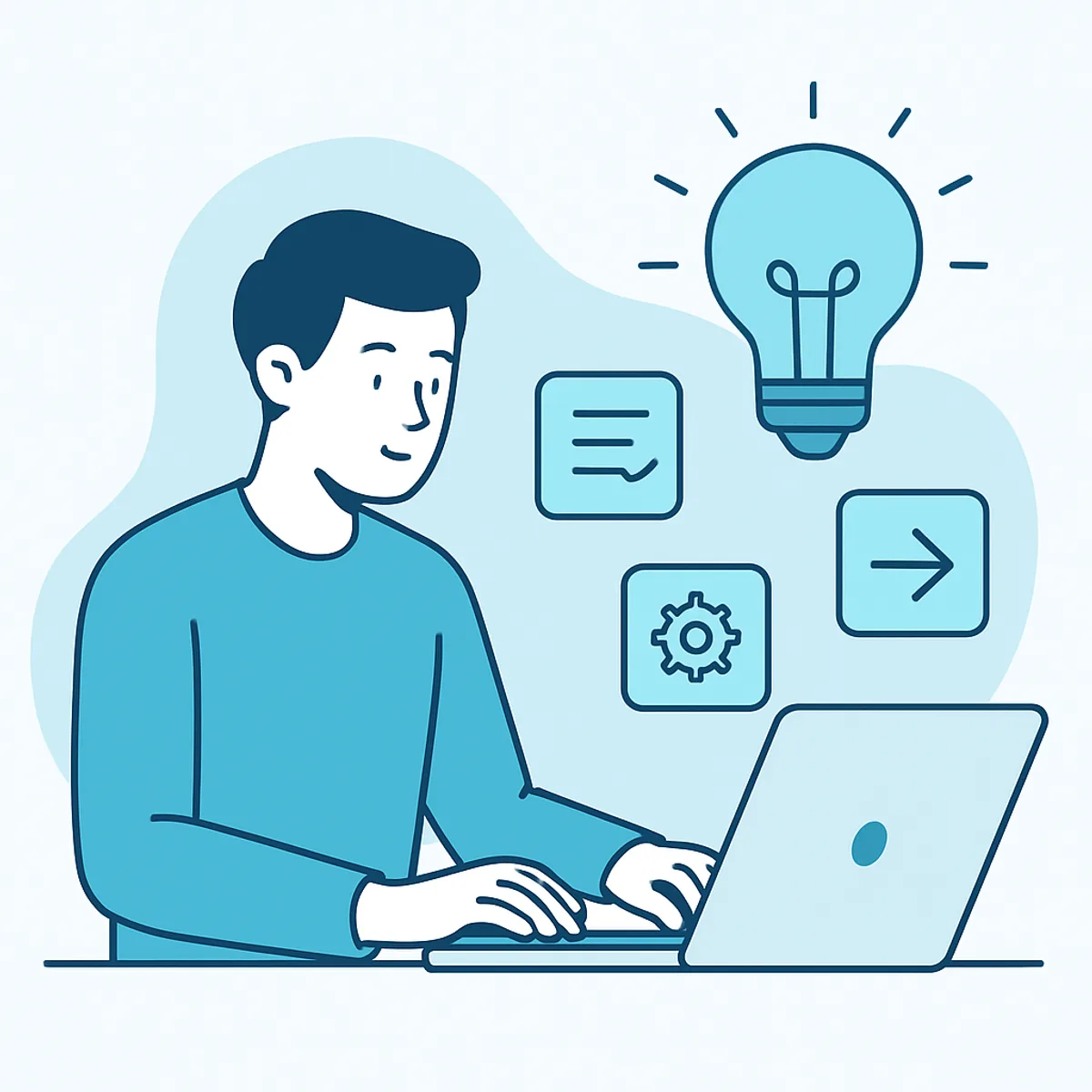Getting started with AI showing a person and a friendly assistant interface