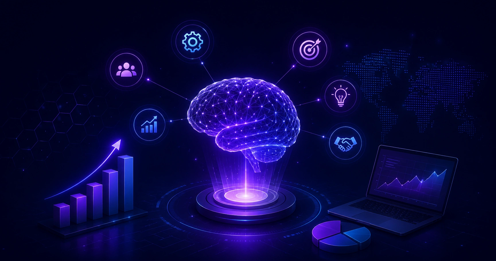 Artificial intelligence business strategy boardroom illustration