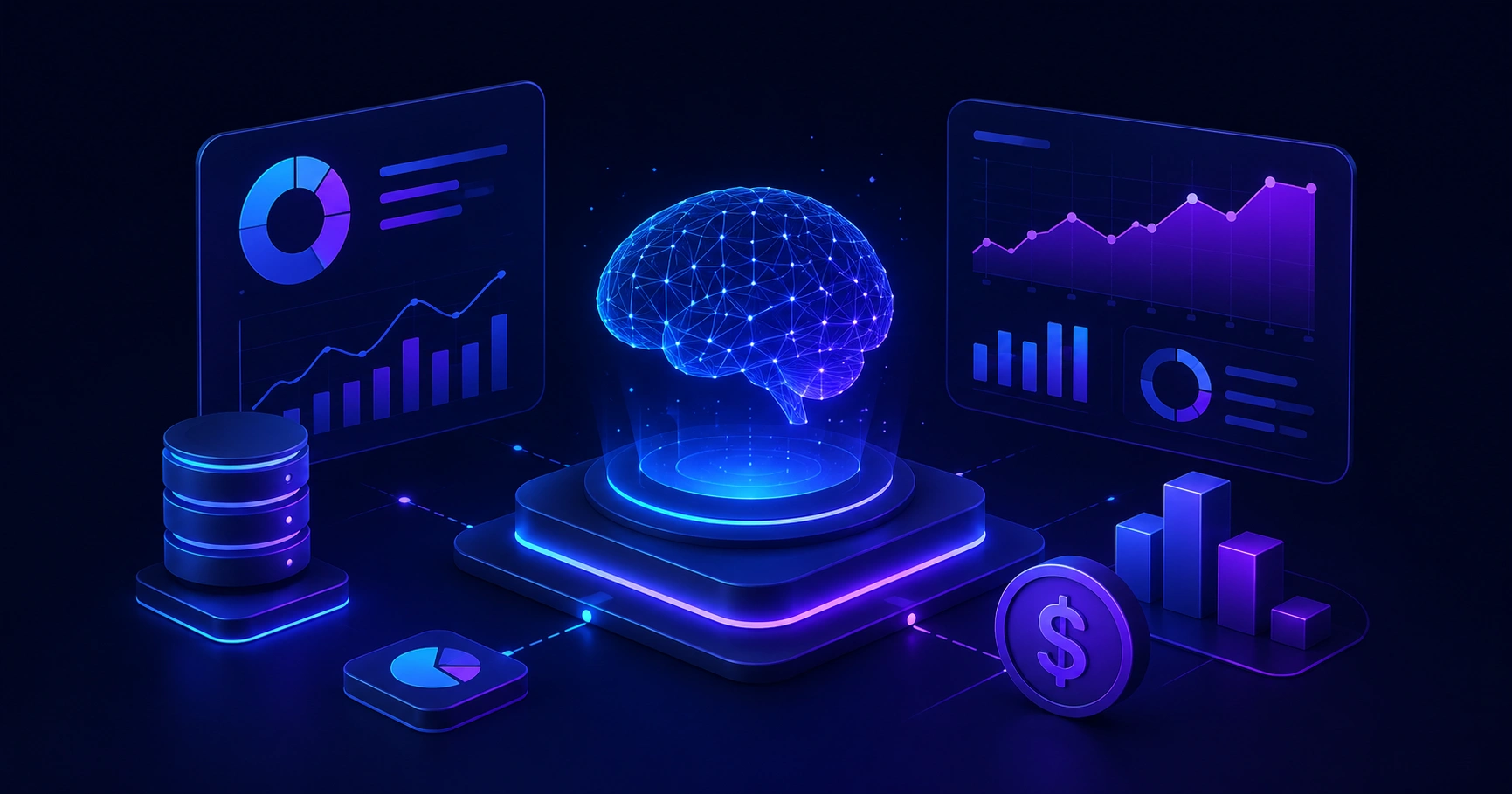 AI cost analytics platform dashboard with glowing charts
