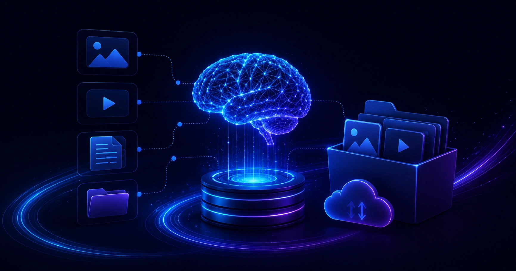 Artificial intelligence digital asset management dashboard concept