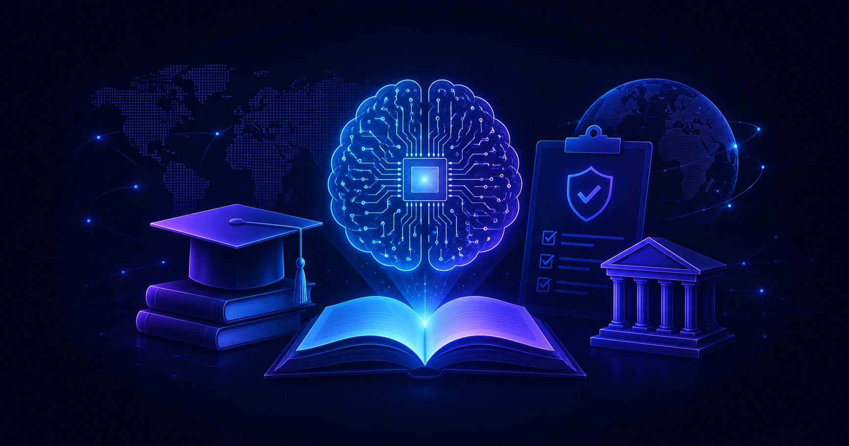 AI education policy overview illustration