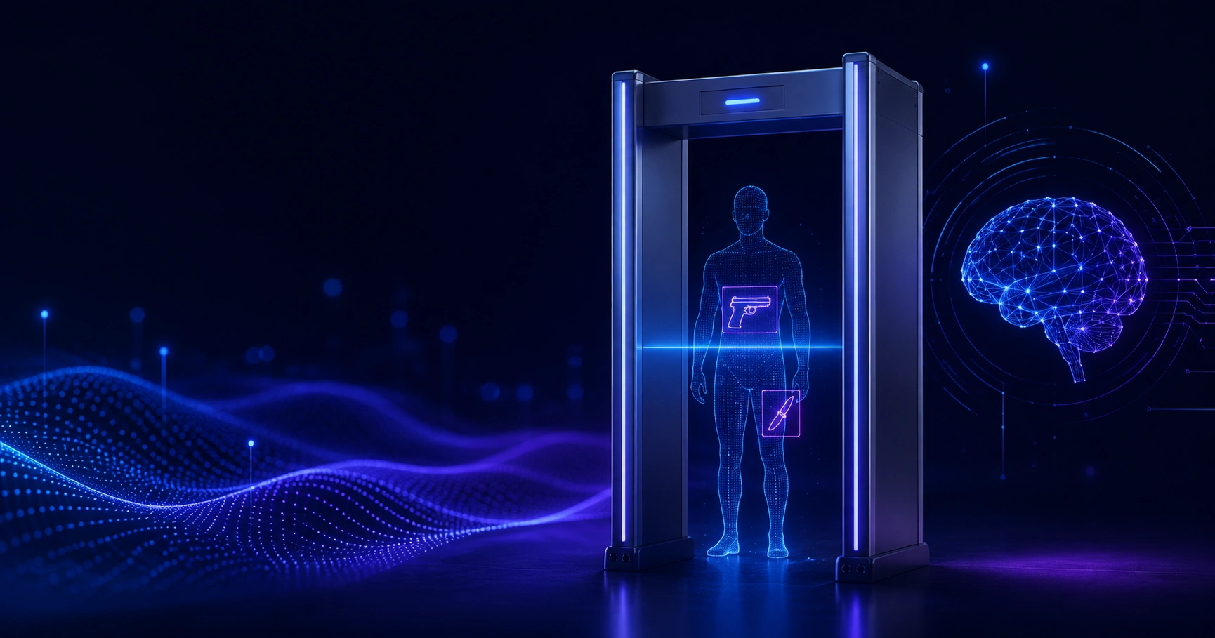 Artificial intelligence metal detector scanning at a security checkpoint