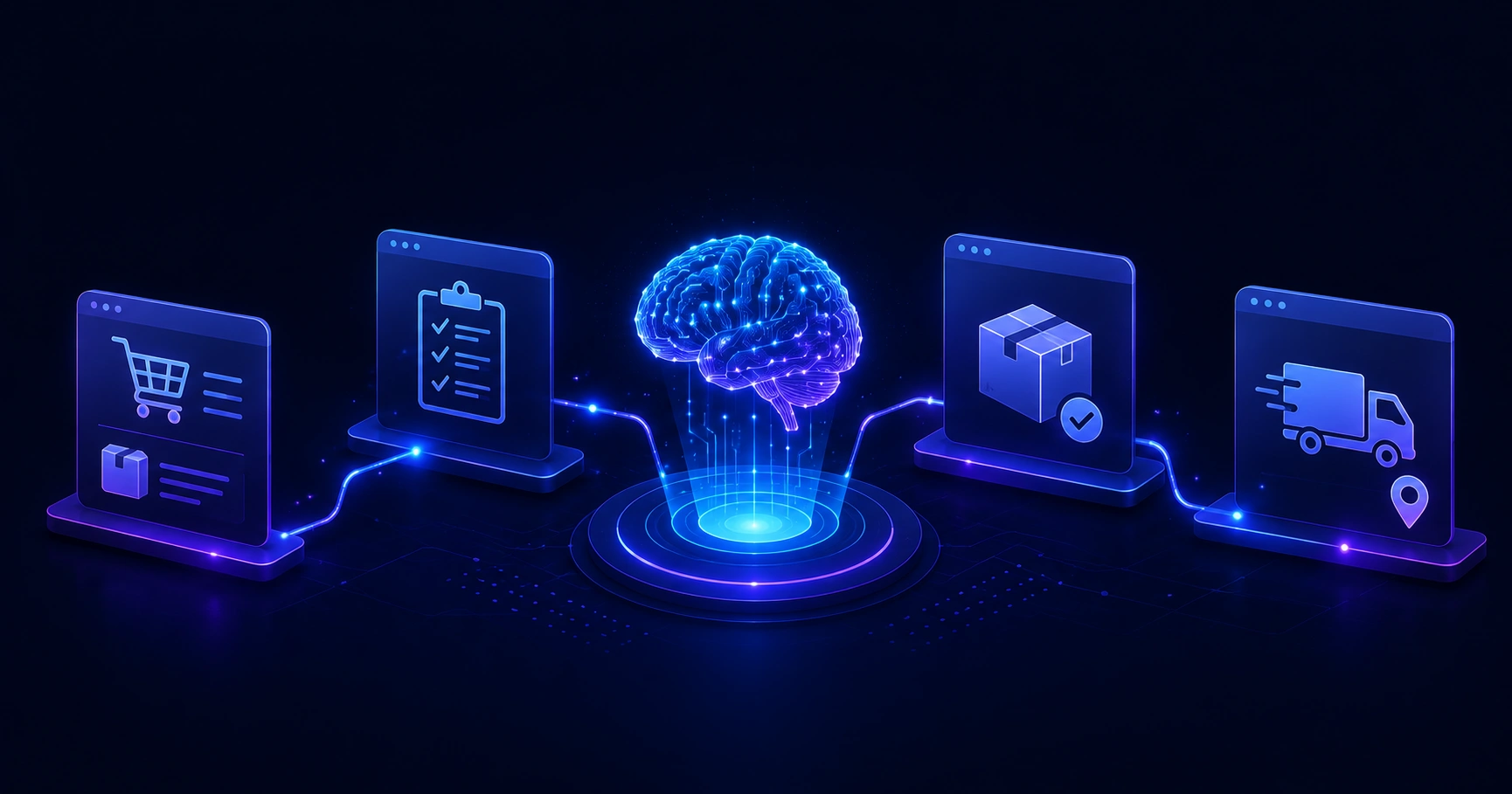 AI order processing software dashboard illustration