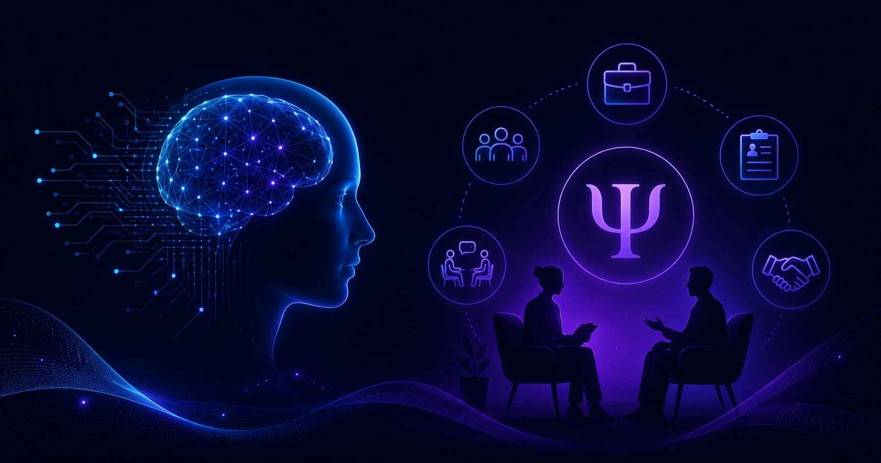 Artificial intelligence and psychology career concept