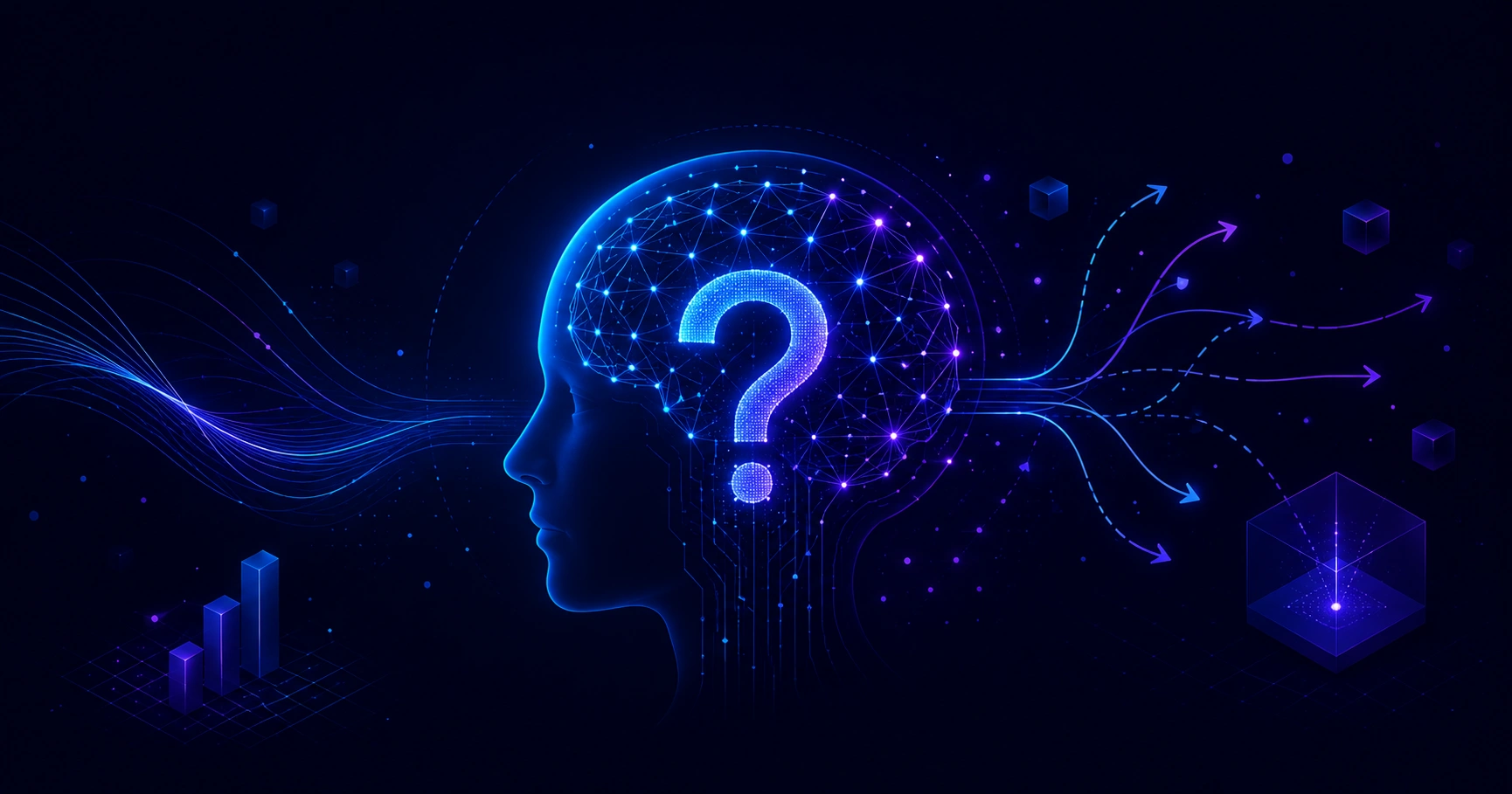 Artificial intelligence with uncertainty concept illustration