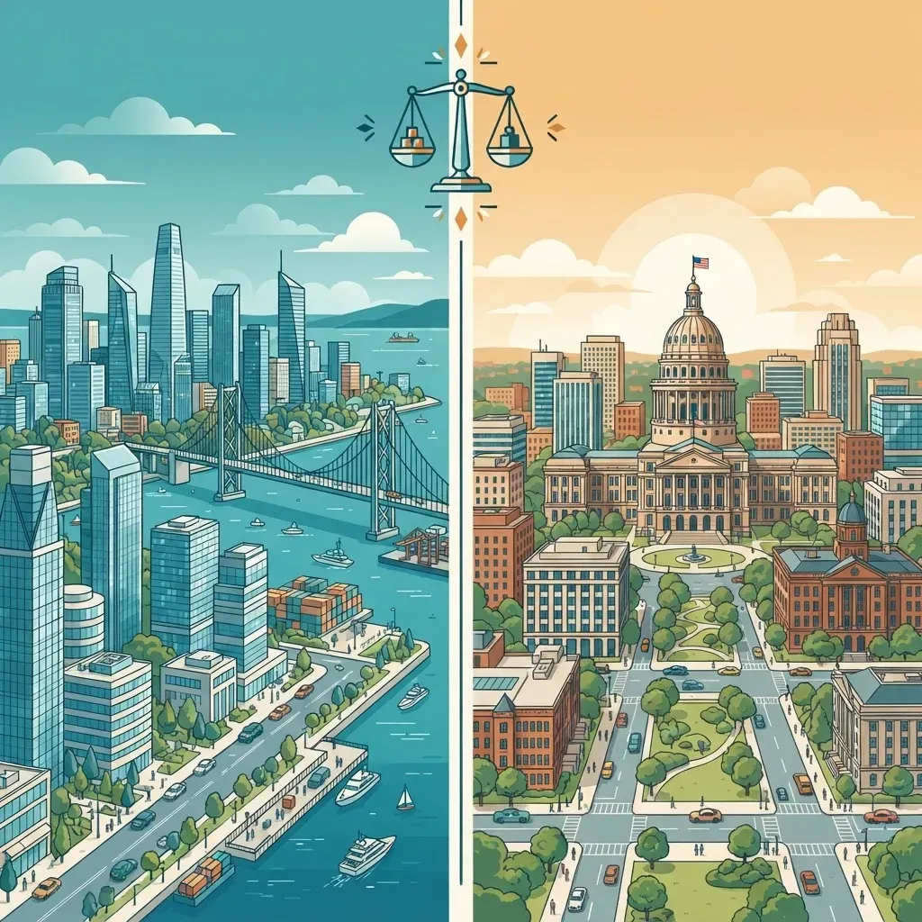 Split comparison of a coastal tech metropolis and Austin as machine learning markets
