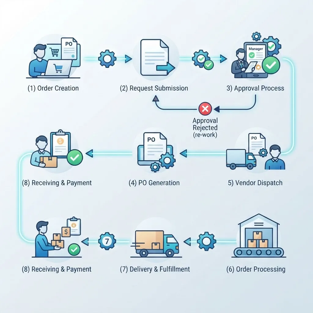 Automated purchase order workflow diagram