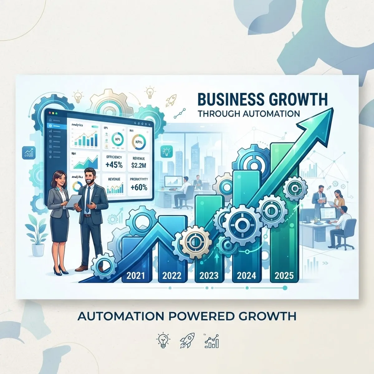 Business growth chart driven by automation and analytics