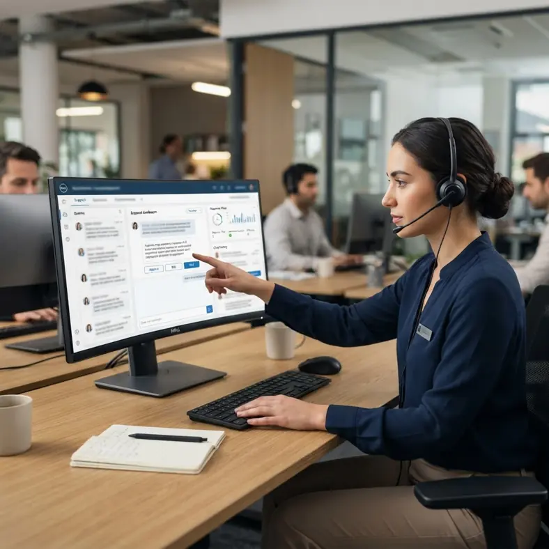 AI chatbot supporting a customer service specialist
