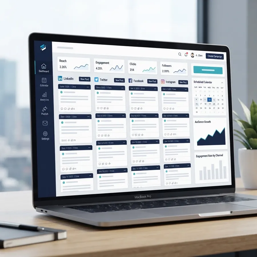 Modern social media management dashboard for a bank
