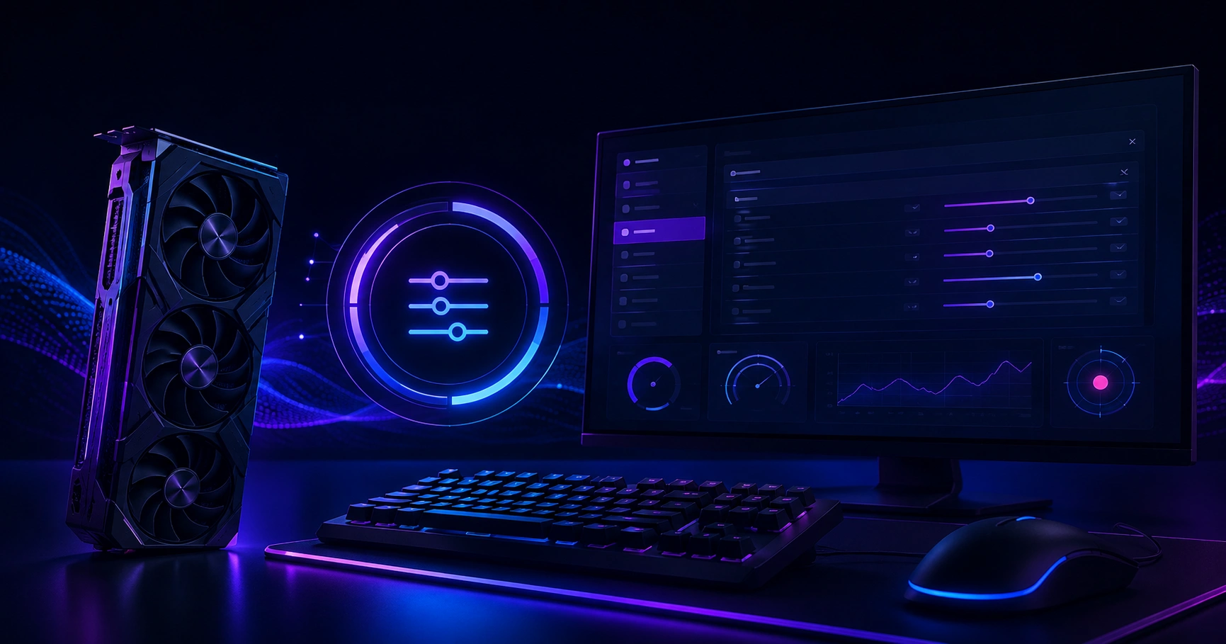 Radeon gaming PC setup with dual monitors showing gameplay and a recording timeline