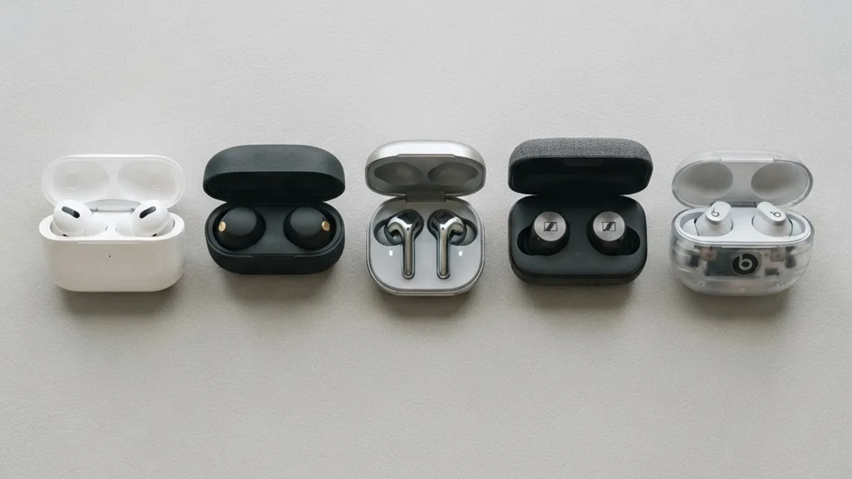 Row of the best wireless earbuds of 2026 with charging cases