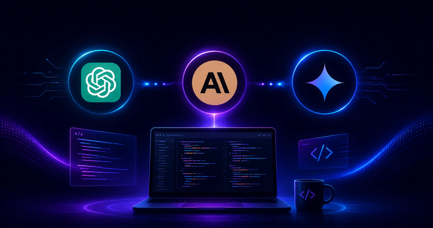 Comparison of three AI coding assistants side by side