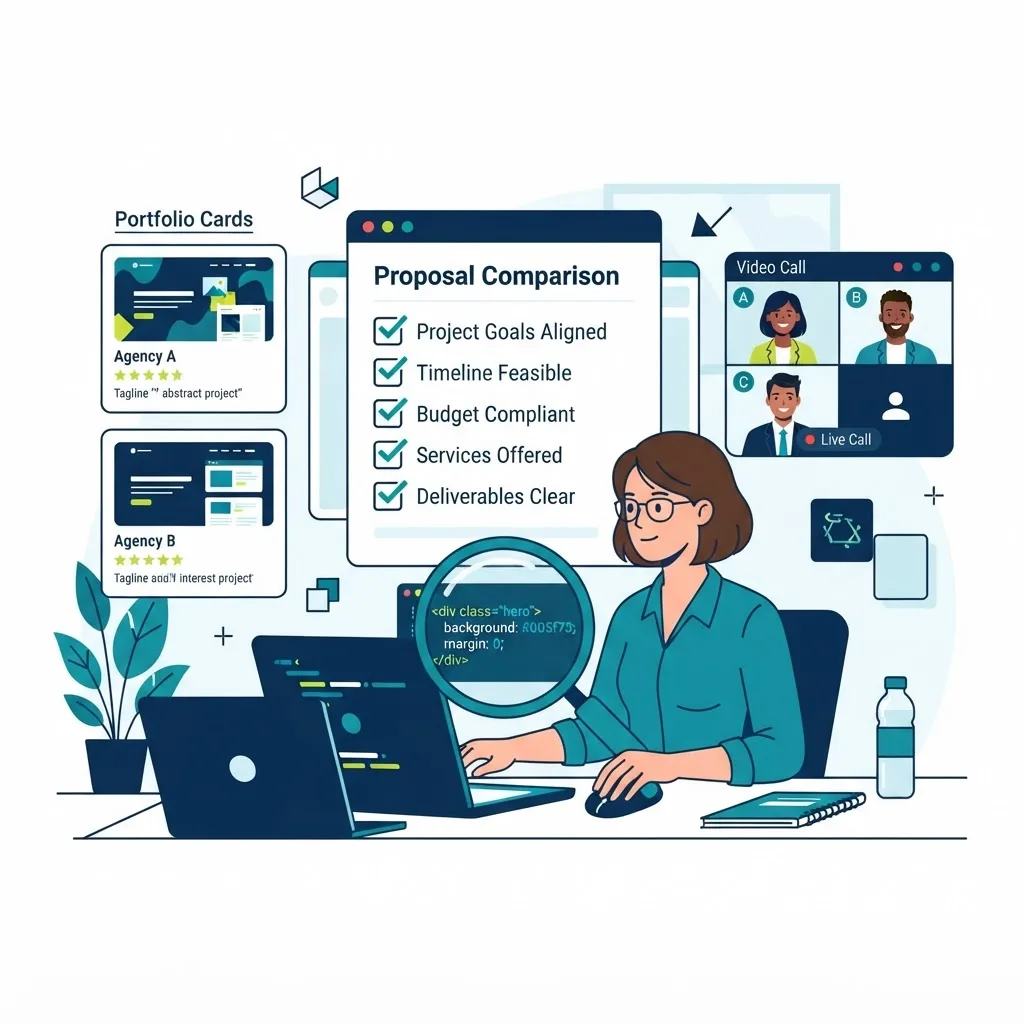 Client evaluating a website development outsourcing partner