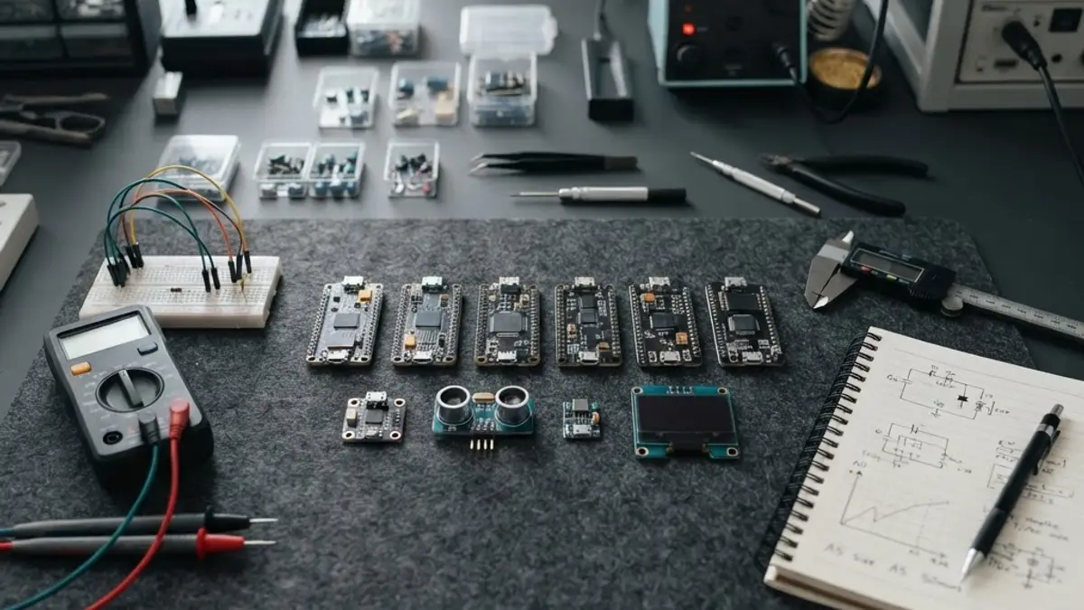 AI microcontroller boards arranged for engineering selection