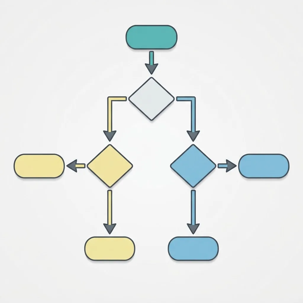 Decision flowchart branching into two language paths