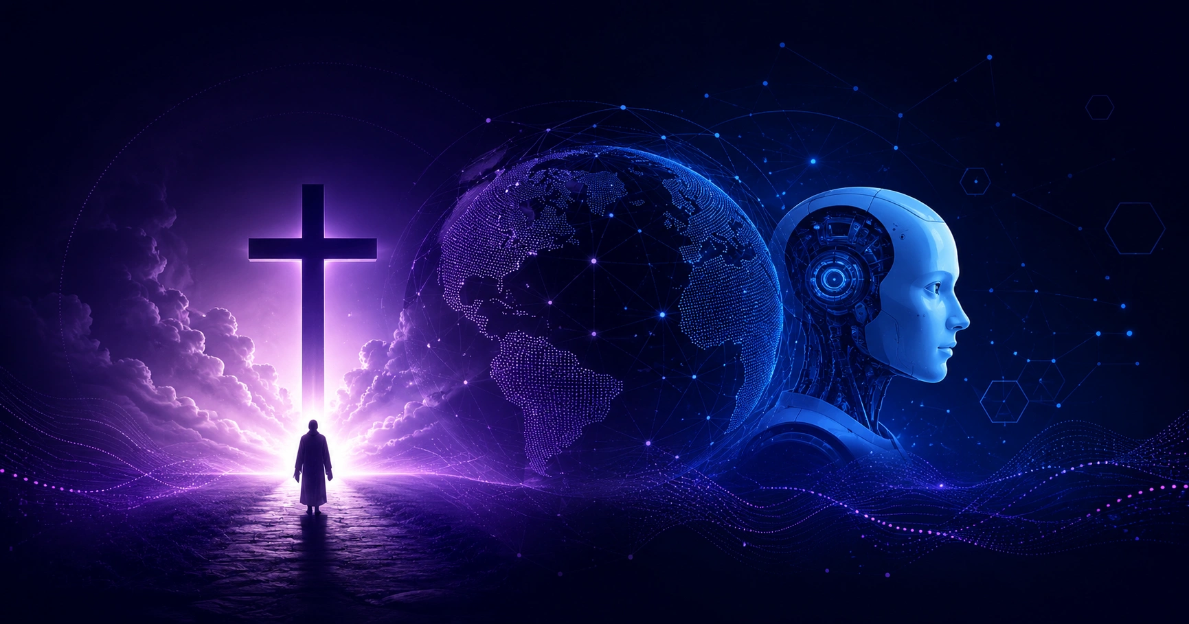 Christian eschatology of artificial intelligence concept art