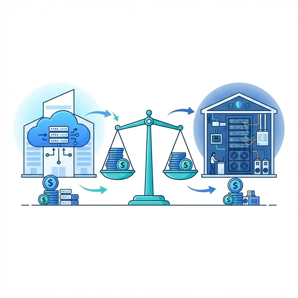 Cloud versus on-premise supply chain software cost comparison illustration