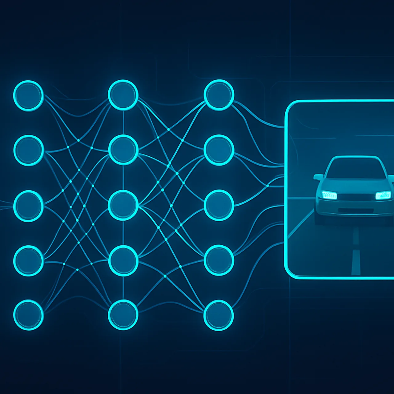 Deep learning neural network processing a road scene for collision detection