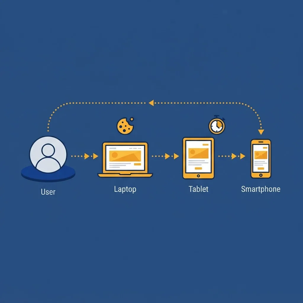Competitor remarketing ad tracking across devices with funnel path