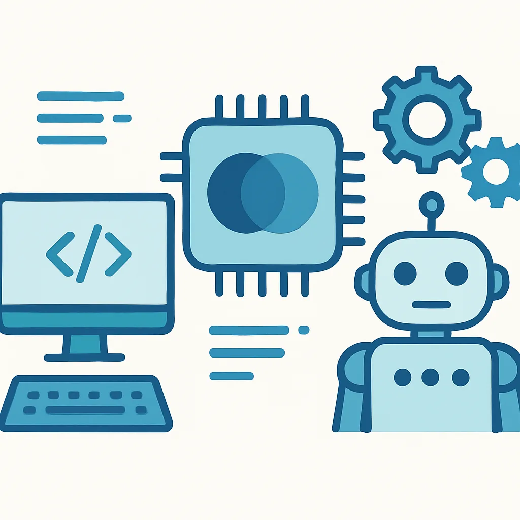 Overlapping similarities between a computer and a robot shown as a venn diagram