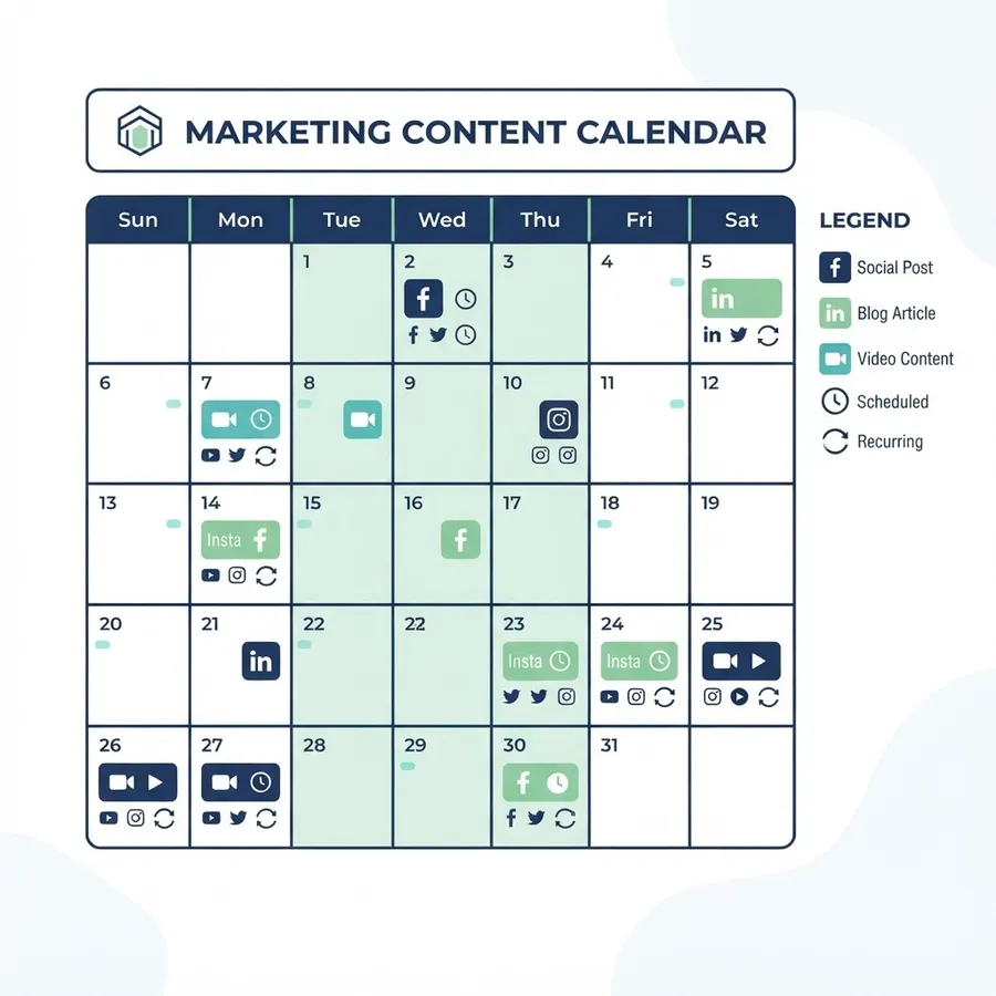 Content scheduling calendar for credit union social media teams