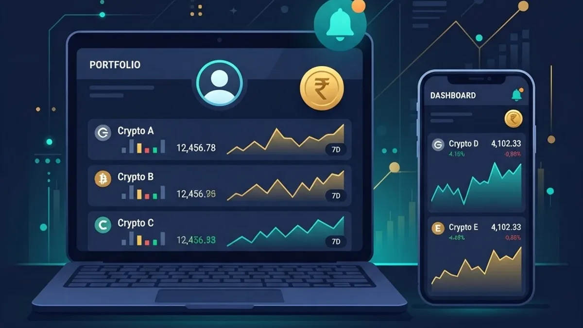 Portfolio dashboards and price alerts for tracking crypto values in rupees