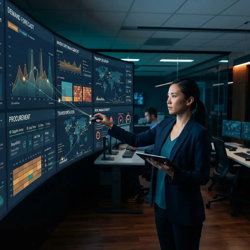 Supply chain analyst connecting AI skills across business functions
