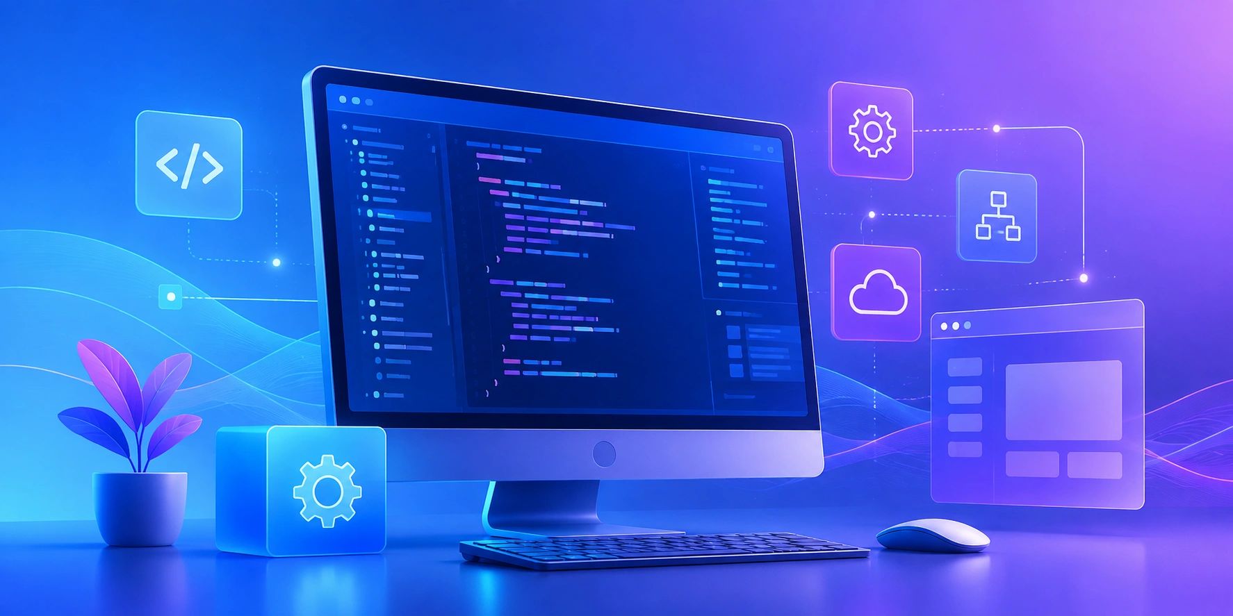 Custom desktop software dashboard on a developer workstation