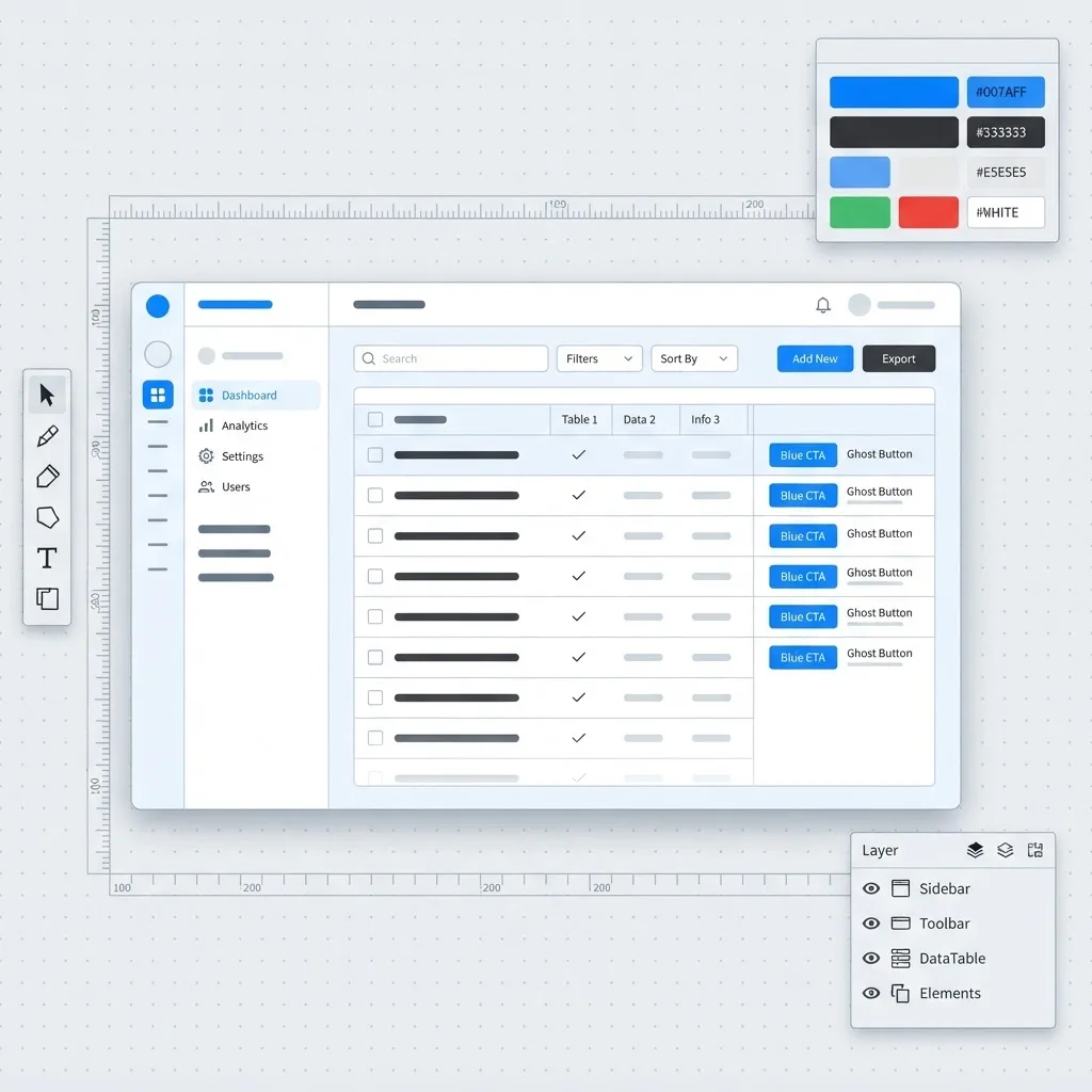 Custom desktop software interface and UI design layout