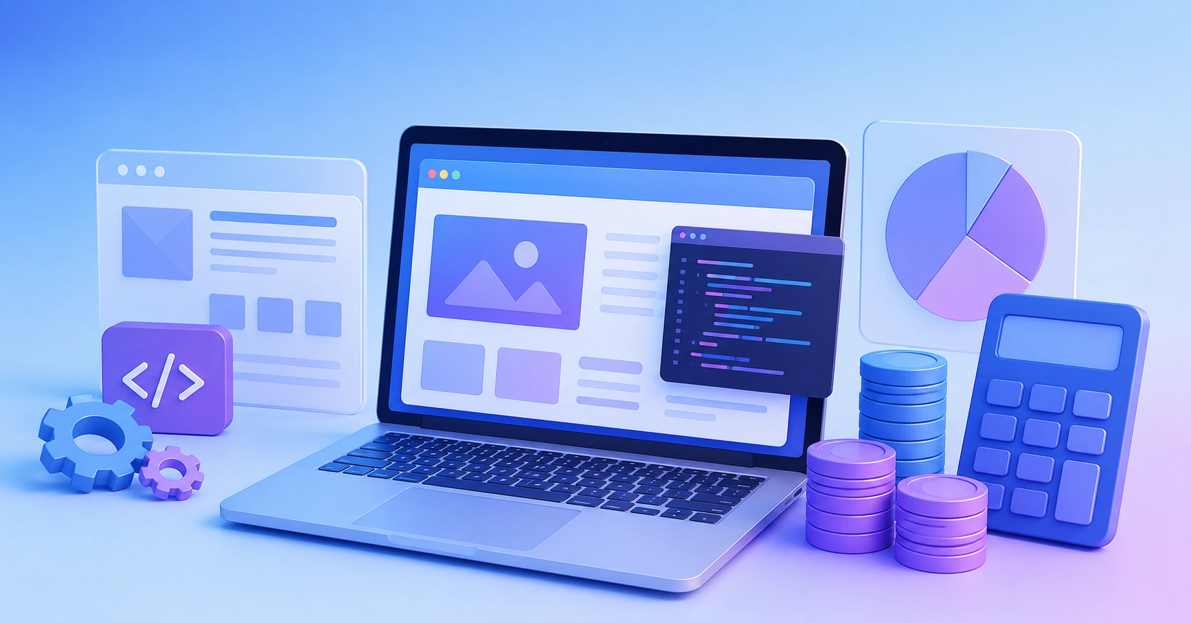 Custom web application development cost breakdown illustration