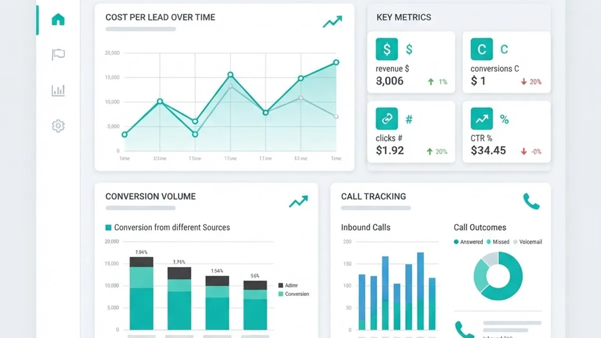 Google Ads performance dashboard showing cost per lead trends
