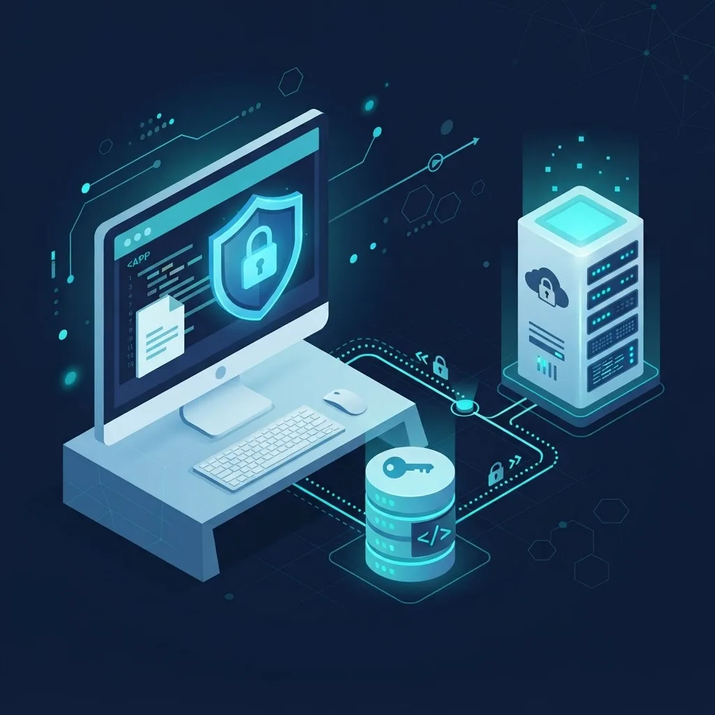 Desktop application security architecture with encryption and shield